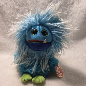 FANG Ty Frizzys Beanie Blue and Green Fuzzy Monster Plush Stuffed Toy 2014